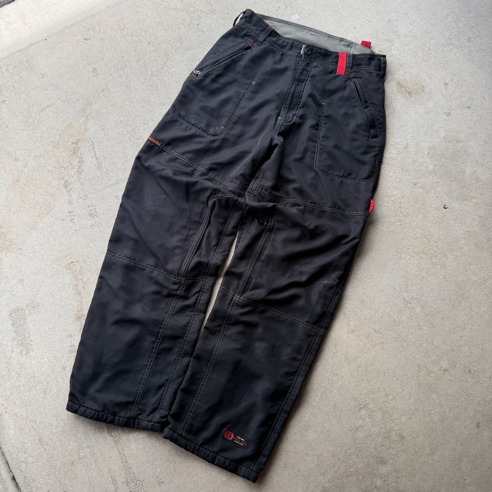 Y2K Mens Half Pipe Sonoma Baggy Techwear Grunge Skate Cargo Pants Black 32x32